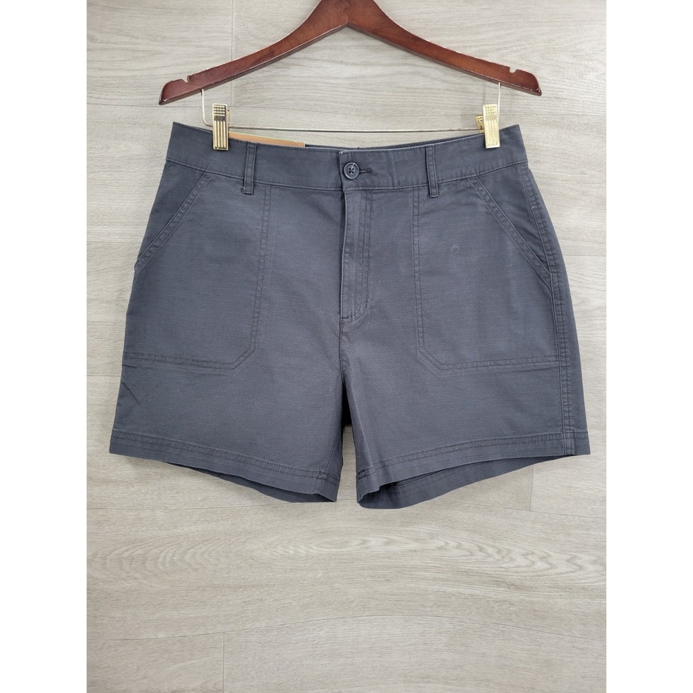 NWT Eddie Bauer Ripstop Chino Shorts Women's Size 12 Gray Mid Rise 5" Inseam